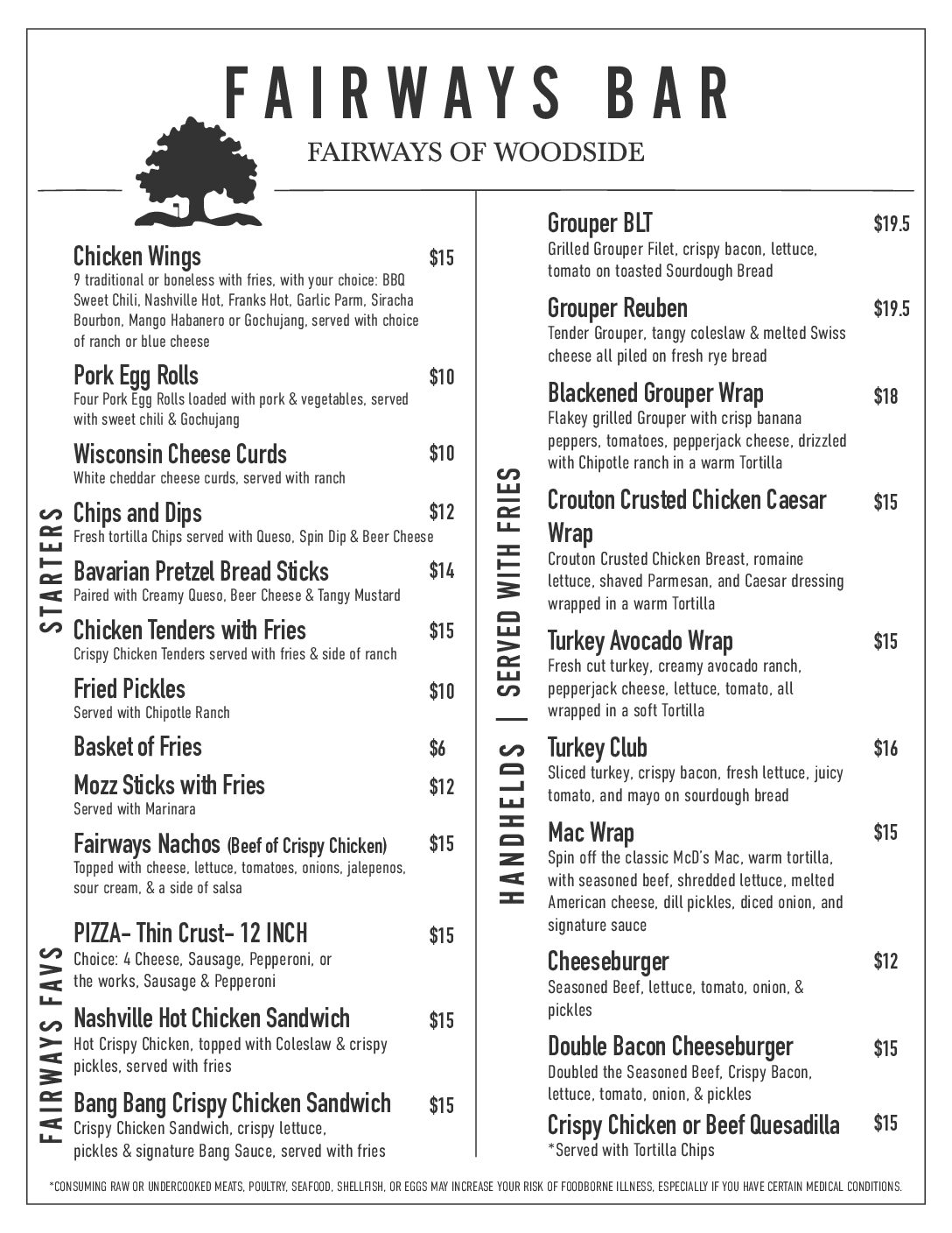 FairwaysofWoodside Menu